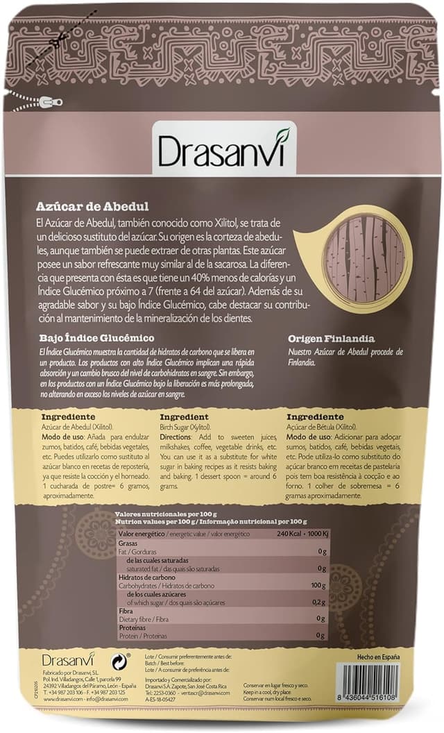 Thumbnail 1 de Drasanvi Azúcar de Abedul Puro 🌿 Xilitol Bajo en Calorías 300 g