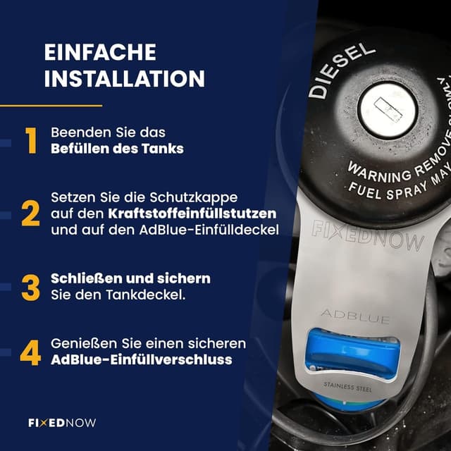 Detalle 2 de FIXEDNOW FixedNow AdBlue chiusura fusibile in acciaio inox (tappo antifurto) per Fiat Ducato, Peugeot Boxer e Citroën Jumper