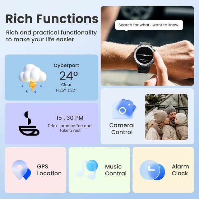 Detalle 2 de Military Smart Watch for Men (Answer/Make Calls) – 1.39" Fitness Tracker with Heart Rate, SpO2, Sleep & 110+ Sports Modes