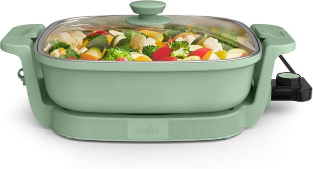 Detalle de Bella Make & Take Electric Skillet (Seaglass) — Fits-anywhere™ kit with adjustable heat and ceramic coating