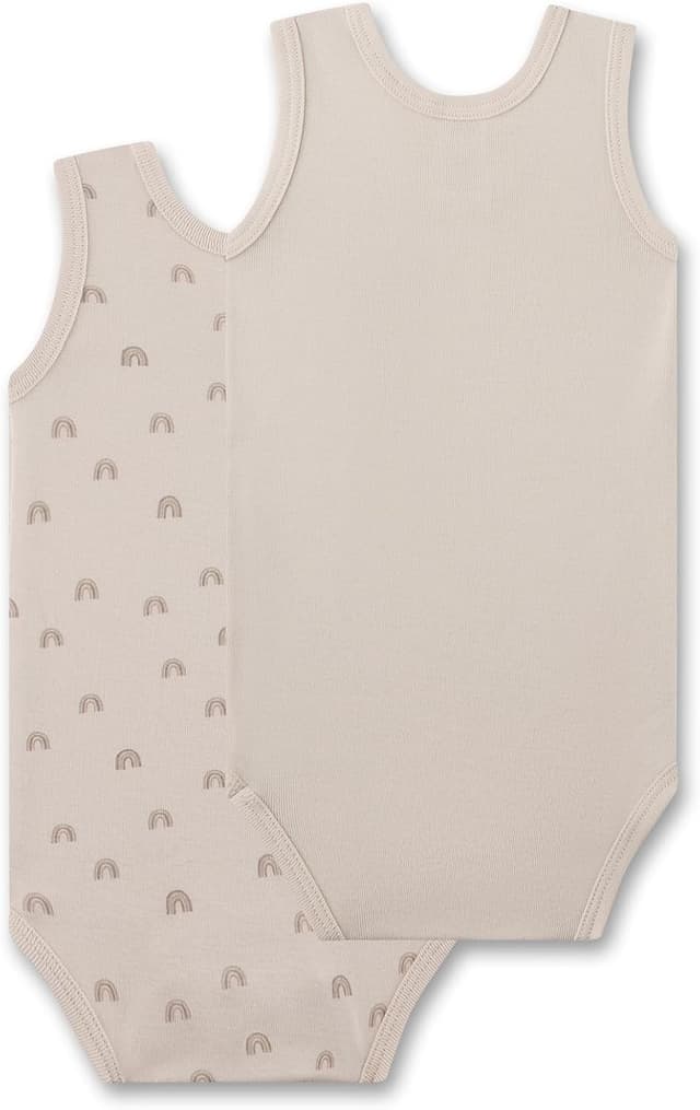 Detalle 2 de Sanetta Baby-Body ärmellos (Doppelpack) beige Regenbogen – Unisex-Body aus Bio-Baumwolle
