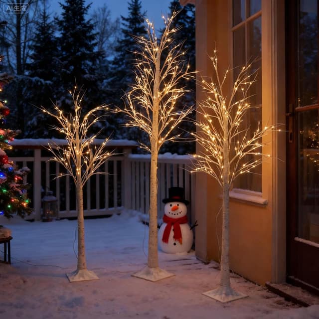 Thumbnail 6 de White twig tree set with lights (5ft, 6ft, 8ft) – 3 pack with 448 LEDs
