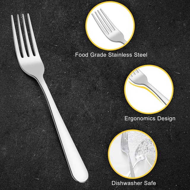 Detalle de Pleafind 24-Piece Stainless Steel Dinner Forks Set (Mirror Polishing) — Dishwasher Safe