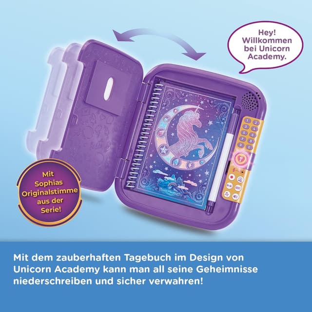 Detalle de VTech Unicorn Academy: Magisches Tagebuch mit Sophias Originalstimme für Kinder (5–12 Jahre)