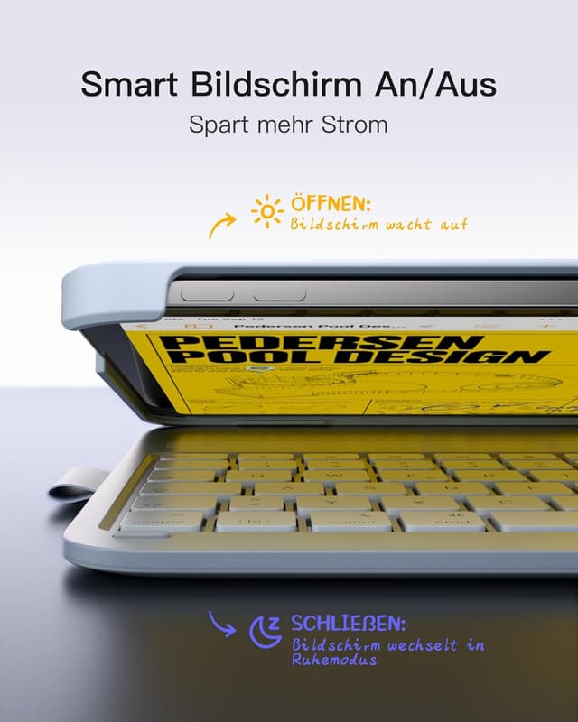 Detalle de Inateck iPad 10. Generation Hülle mit Tastatur (QWERTZ) – Ultraleichtes Setup mit Stifthalter