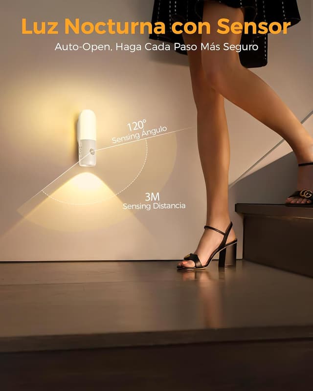 Detalle de Gotopceed Luz LED Nocturna Sensor Movimiento Recargable