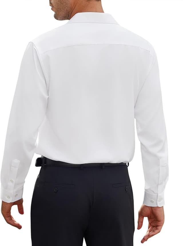 Detalle 2 de siliteelon Herren Hemden Bügelfrei Regular fit – Langarm-Oberhemd unifarben mit Stretch