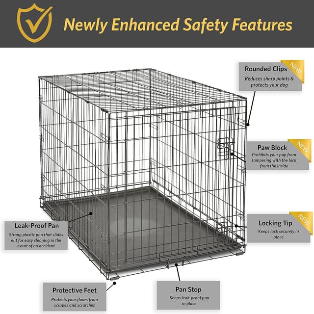 Detalle 2 de New World Single Door Folding Metal Dog Crate (106 cm) with Enhanced Security