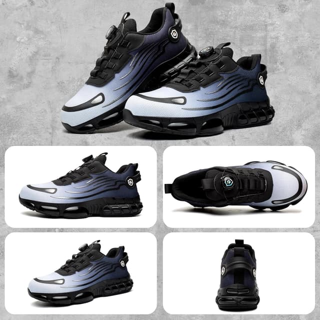 Detalle 2 de GemChve Scarpe antinfortunistiche leggere traspiranti con punta in acciaio e allacciatura rapida, EU 36-46