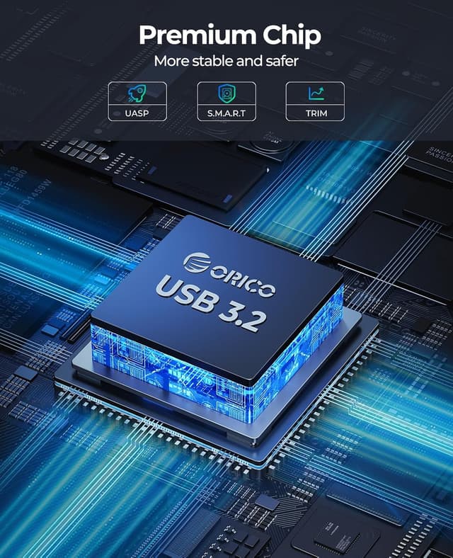 Detalle de Boîtier disque dur ORICO Aluminium 3,5 USB-C 3.2 Gen 2 (DD35C3) pour SATA 3,5/2,5