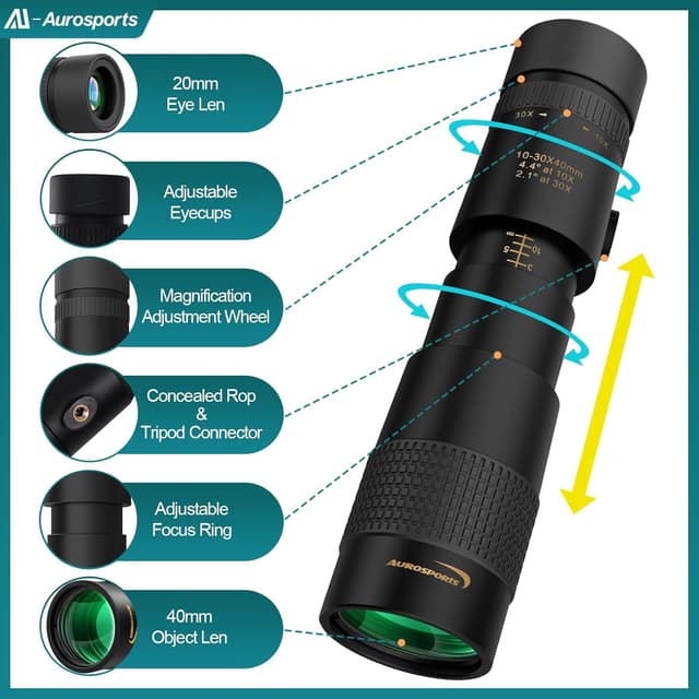 Thumbnail 1 de Aurosports 10-30x40 Zoom Monocular for Birdwatching ðŸ”