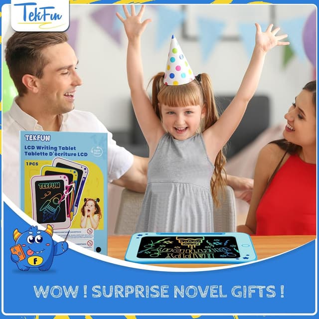 Thumbnail 6 de TEKFUN 8,5-Zoll LCD Schreibtafel für Kinder ab 3 Jahren (Hellblau) – Maltafel mit Löschtaste & Sperrfunktion