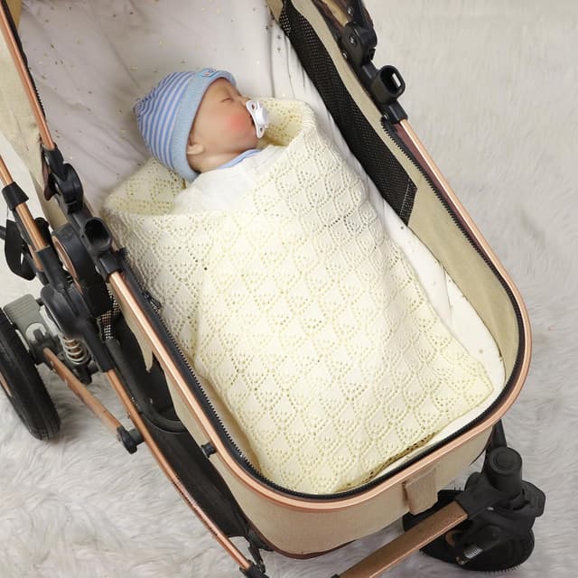 Detalle de Neiwech cellular baby blanket 100 x 80cm beige