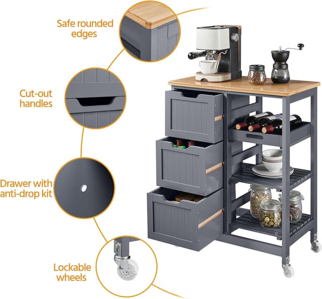 Detalle de Yaheetech Carrito de Cocina 84,5 cm