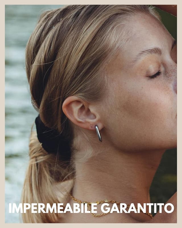 Thumbnail 2 de Cerchi quadrati in acciaio placcati 18K 2 cm