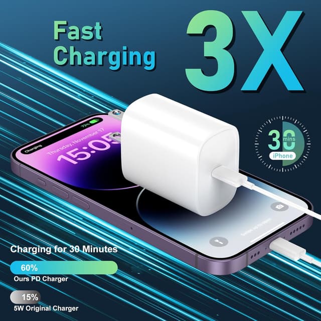 Detalle de iPhone 14 Charger 20W USB‑C with 10ft Lightning Cable