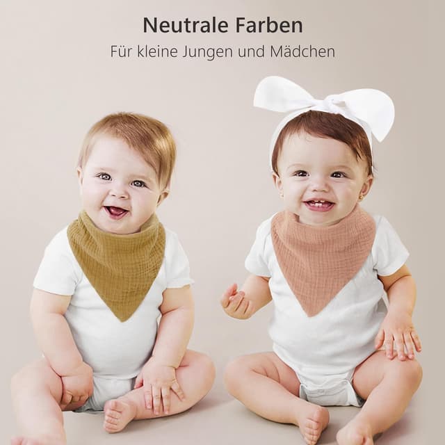 Detalle de Bearmoss Baby-Dreieckstücher Lätzchen im 8er-Set aus 100% Musselin-Baumwolle