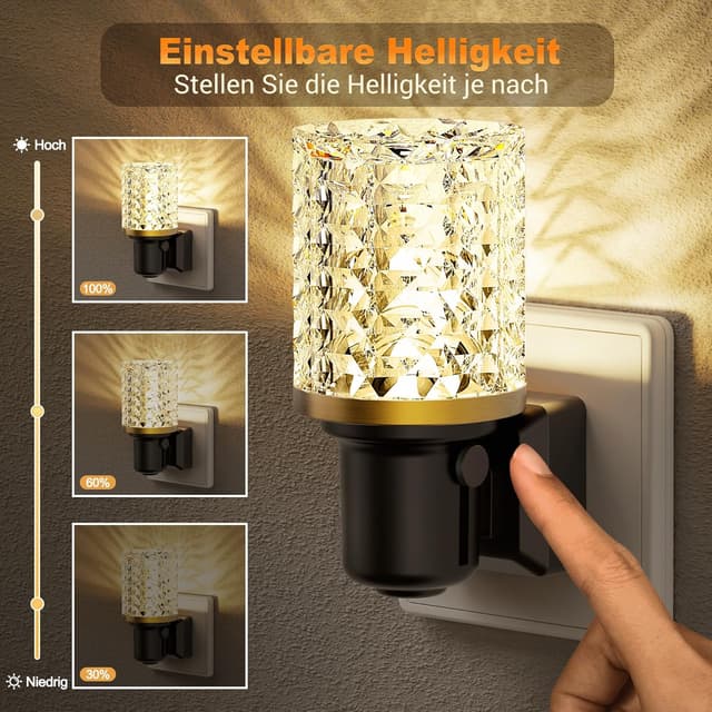 Detalle de JandCase Nachtlicht-Steckdose mit Dämmerungssensor, dimmbar (0–100 lm) – 3000K warmweiß