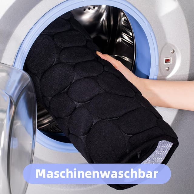 Detalle de chakme Memory-Schaum Badematte 60×90 cm in Schwarz – superabsorbierender Badvorleger mit Rutschschutz