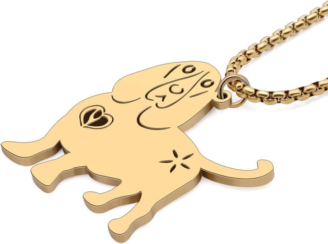 Detalle de BAMAY Edelstahl-Halskette mit Welpe-Anhänger – niedlicher Hundeschmuck für Damen & Mädchen