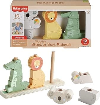 Imagen de Fisher-Price Bloques apilables de animales 🦁, 10 piezas Montessori en OfertitasTOP