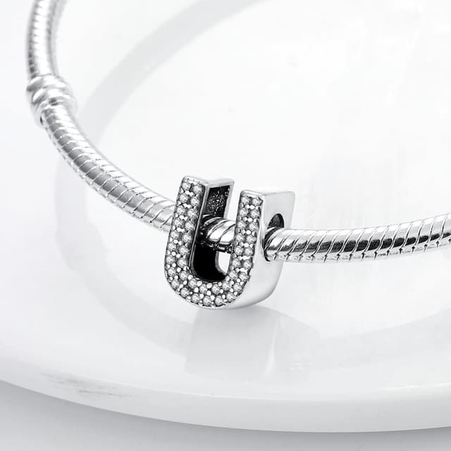 Detalle de CQWVB Buchstabe Charm-Anhänger A–Z aus 925 Sterling Silber – Alphabet Charms für Armband & Kette