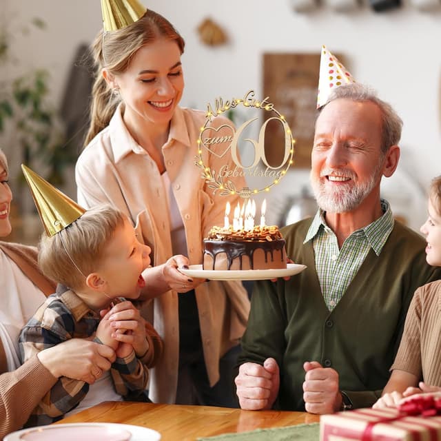 Detalle 2 de I LOVE MOM Cake Topper 60. Geburtstag Holz đ