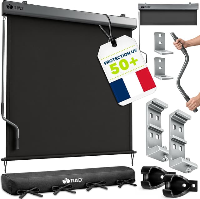 Detalle de tillvex® Store vertical pour extérieur et intérieur 200 x 250 cm avec housse de protection