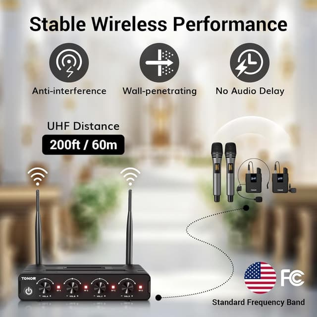 Detalle de TONOR Wireless Microphone System 200ft Range