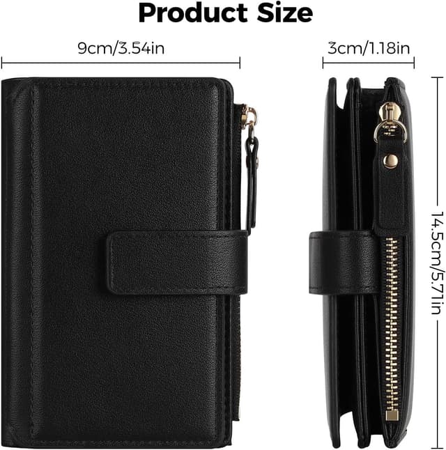 Thumbnail 6 de RRANCharltu Damen-Geldbörse aus PU-Leder mit RFID-Schutz, grün – klein mit Reißverschluss und Münzfach