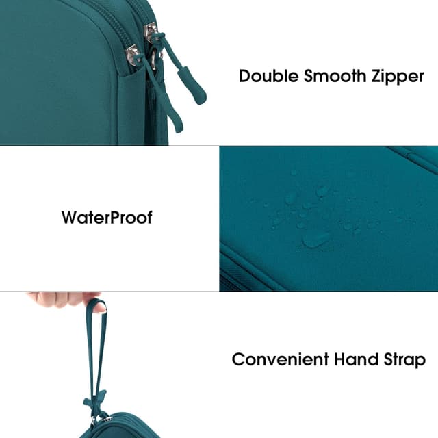 Detalle 2 de Arae Electronic Accessories Organizer Travel Cable Bag (Double-Layer Storage) – Dark Green, M