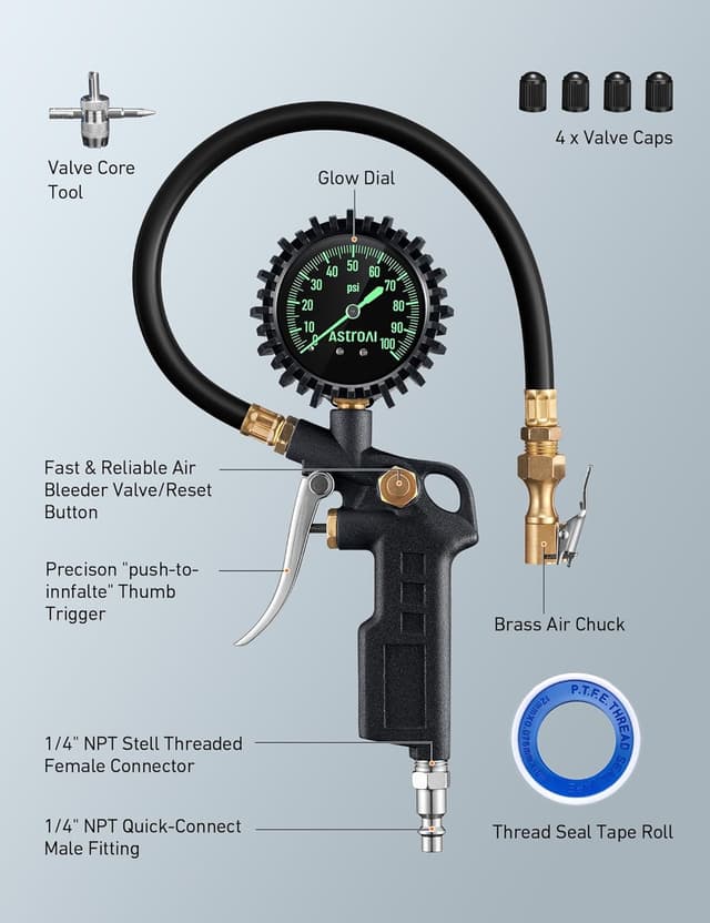 Thumbnail 5 de AstroAI Tire Pressure Gauge 100 PSI