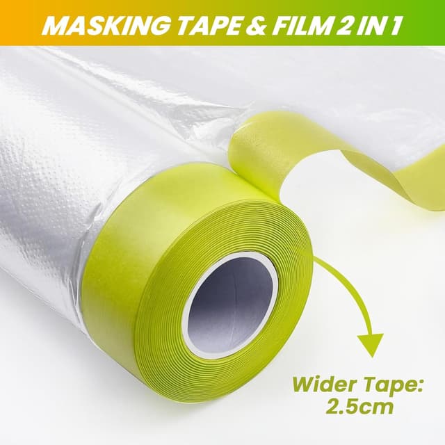 Detalle de LLPT Abdeckfolie mit Klebeband und Folie – 2 Rollen, transparent, zum Schutz beim Lackieren