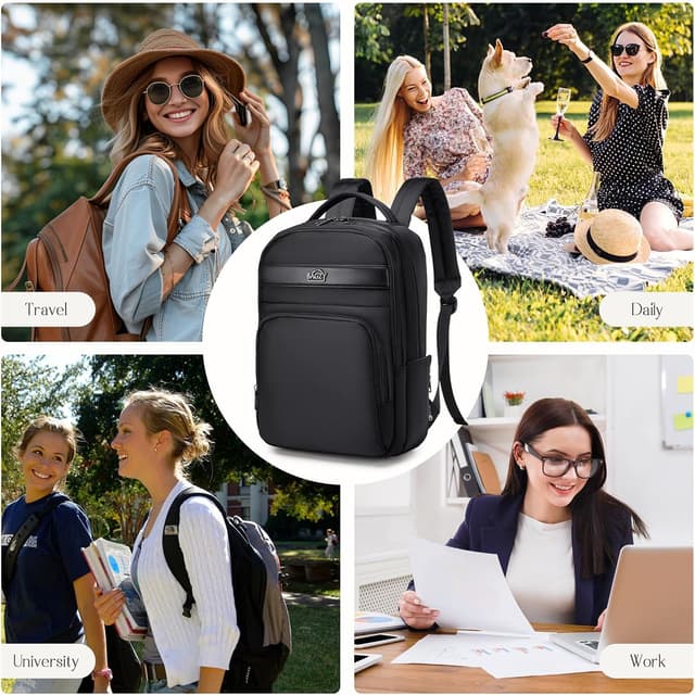 Detalle de BAGZY 40x30x15cm underseat cabin bag backpack with 15.6-inch laptop sleeve (waterproof Oxford) – Beige