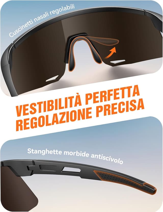 Detalle de JOYROOM Occhiali da ciclismo polarizzati UV400 con nasello regolabile e antiappannamento (TR90) per uomo e donna