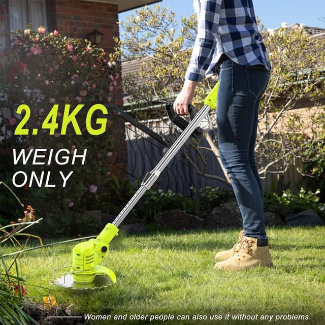 Detalle 2 de Wrneaoch 21V cordless metal blade strimmer with 16 blades (15cm cutting diameter)