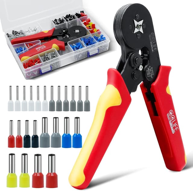 Detalle de CCLIFE Pince à sertir auto-réglable pour câbles 0,25 à 10 mm² (AWG 23-7) avec 1200 embouts