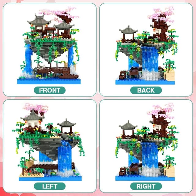 Detalle 2 de HOTUT Cherry Blossom Tree Building Set (2705 pcs) with Japanese Sakura House Lights Kit