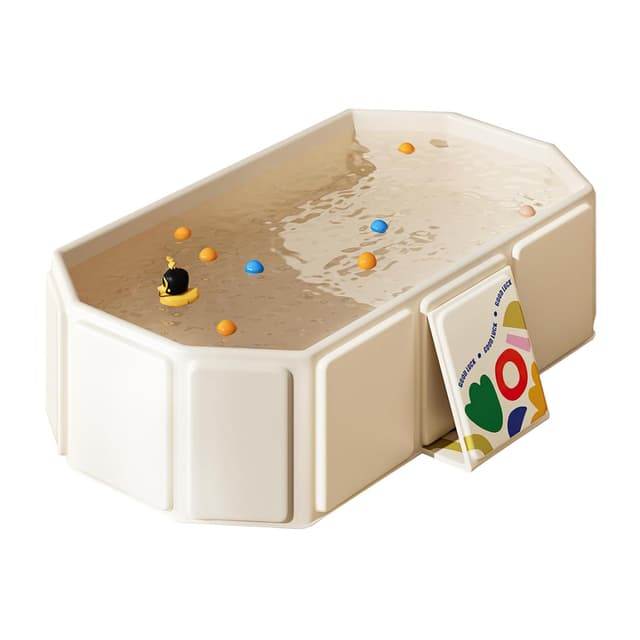 Detalle de Faltbare Badewanne für Kinder (0–8 Jahre) mit Ablassschraube – tragbares Kleinkindbad, Beige