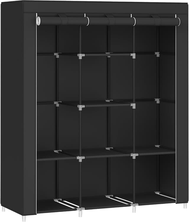 Detalle de SONGMICS Clothes Wardrobe Portable Closet with Cover, Hanging Rails & Shelves (RYG096B01) 130 x 45 x 168cm