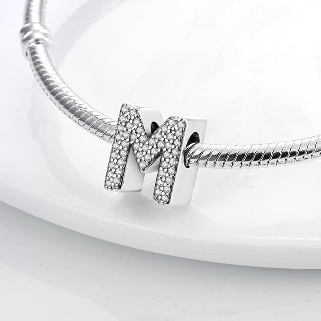 Detalle de CQWVB Buchstaben Charm Anhänger Damen aus 925 Sterling Silber (Alphabet A–Z) für Armband und Kette