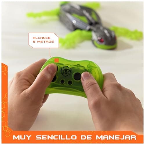 Detalle de HEX BOTS Wallcrawler Gecko, robot reptante con mando y luces para trepar por paredes (juguete 4 años+)