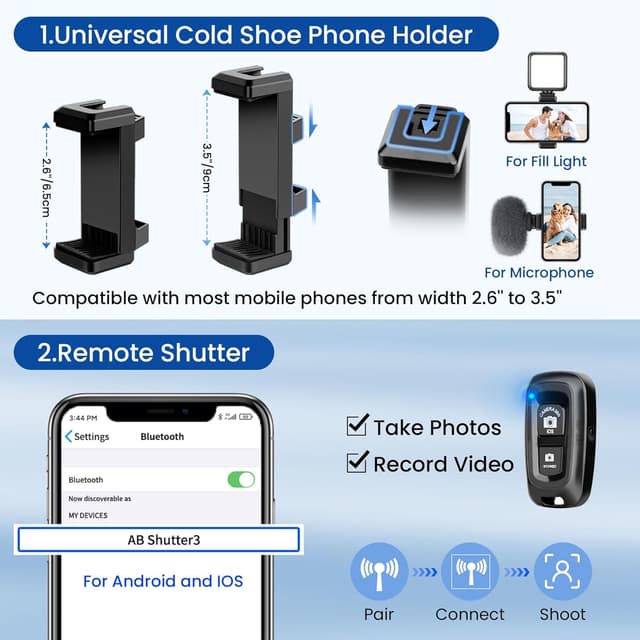 Detalle 2 de Victiv 64" Tripod for iPhone — lightweight phone tripod