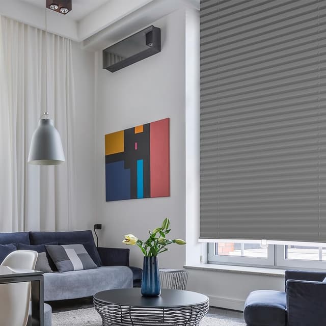 Detalle de Sekey Plissee ohne Bohren „Klemmfix“ – Verdunkelung für Fenster, 70 cm breit, Dunkelgrau