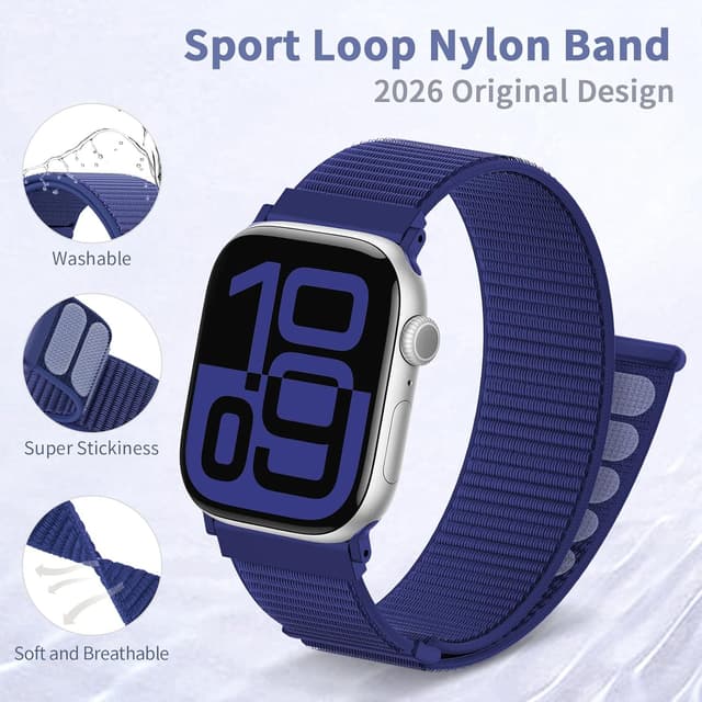 Detalle 2 de DigiHero Nylon Sport Loop compatible with Apple Watch straps (46/44/45/49mm) in Ultramarine