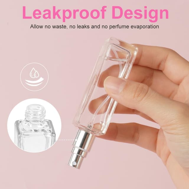 Detalle 2 de LOPHE Nebulizzatore Profumo in vetro, set da 6 pezzi da 20 ml con accessori per viaggio (trasparente)