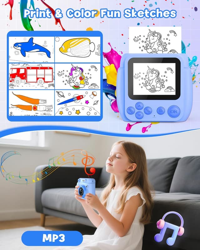 Thumbnail 5 de Gofunly Kids Camera 1080P, 32GB instant printer