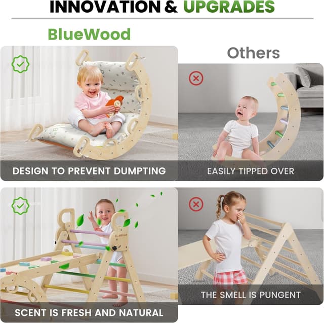 Thumbnail 6 de BlueWood Pikler Triangle Cushioned Set 9‑in‑1 Rainbow