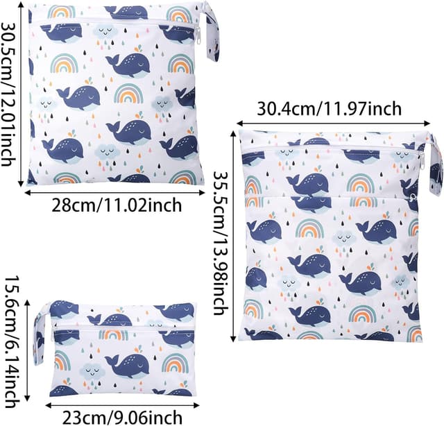 Thumbnail 6 de Zocipro 3-teilige Wetbag-Set für Stoffwindeln (Wetbag Kindergarten) – mit Reißverschluss, 3 Größen