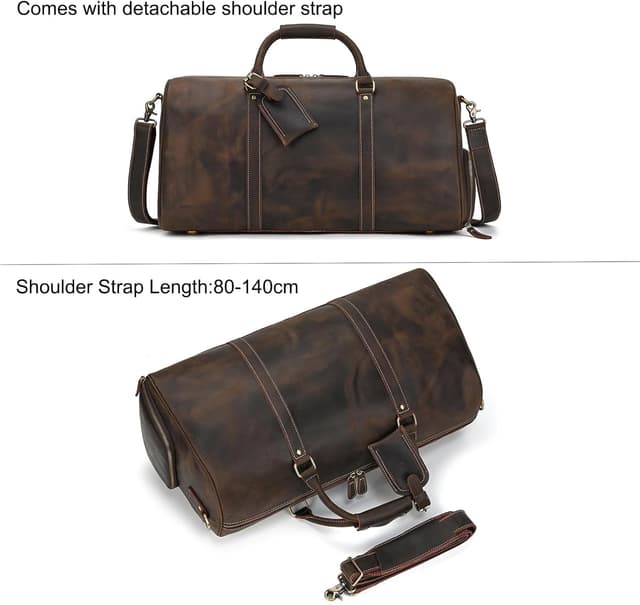 Detalle 2 de LUUFAN Leather Travel Bag Large Capacity Duffel with Shoe Compartment
